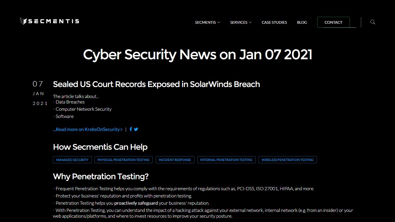 Secmentis Cyber Security News | 2021-01... Sealed Us Court Records ...